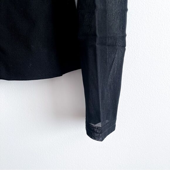 Joseph Ribkoff Blazer Sheer Sleeves Yoke Black Stretchy Women's 8 Button - Picture 3 of 8